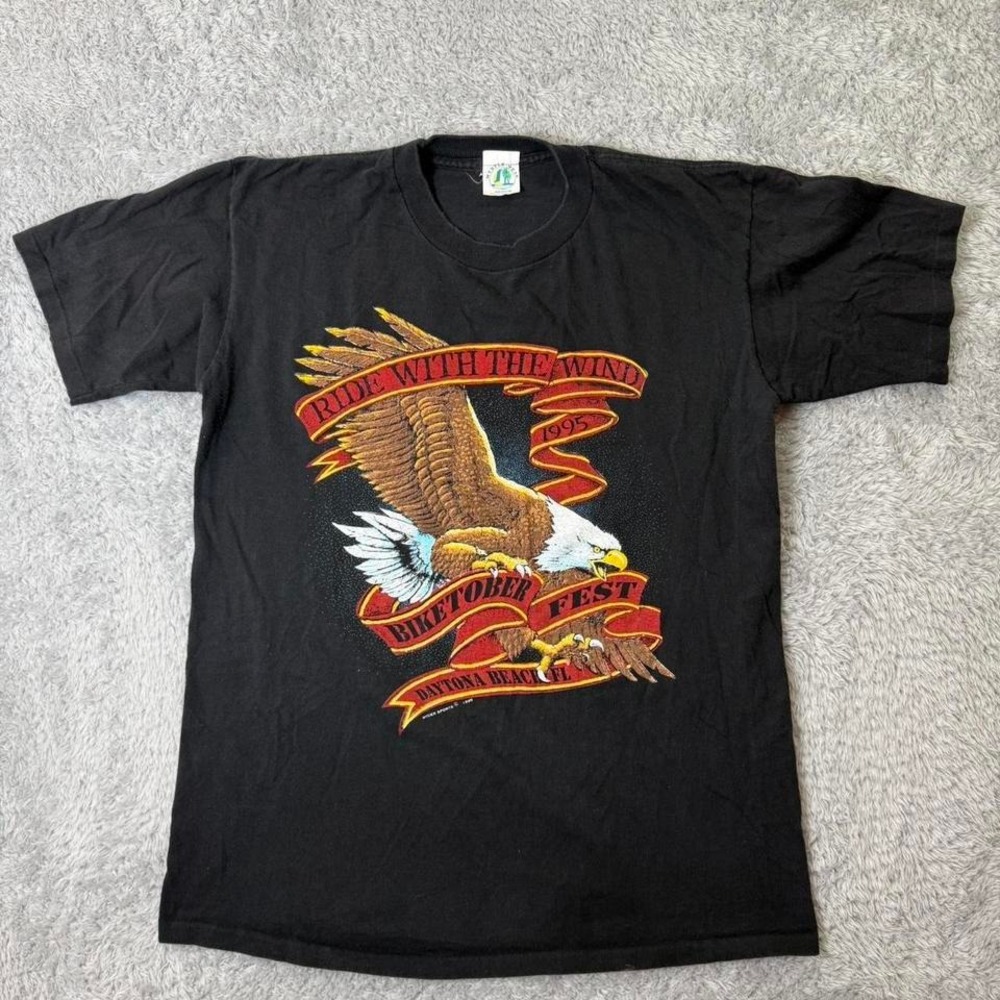 Black vintage 90s Daytona Beach Bike Week Festival T-shirt‎